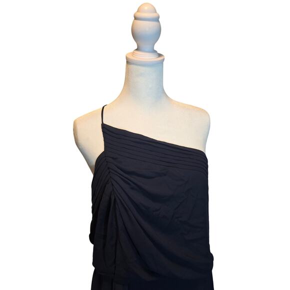 Halston Delicate Shirred Gown Evening Formal Navy Blue NWT Size‎ 14 - Picture 3 of 7